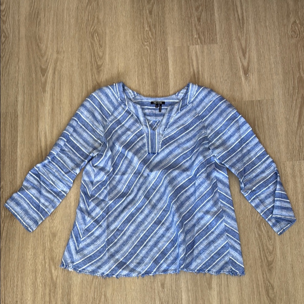 Nic + Zoe Blue Striped Women's Top Sz M